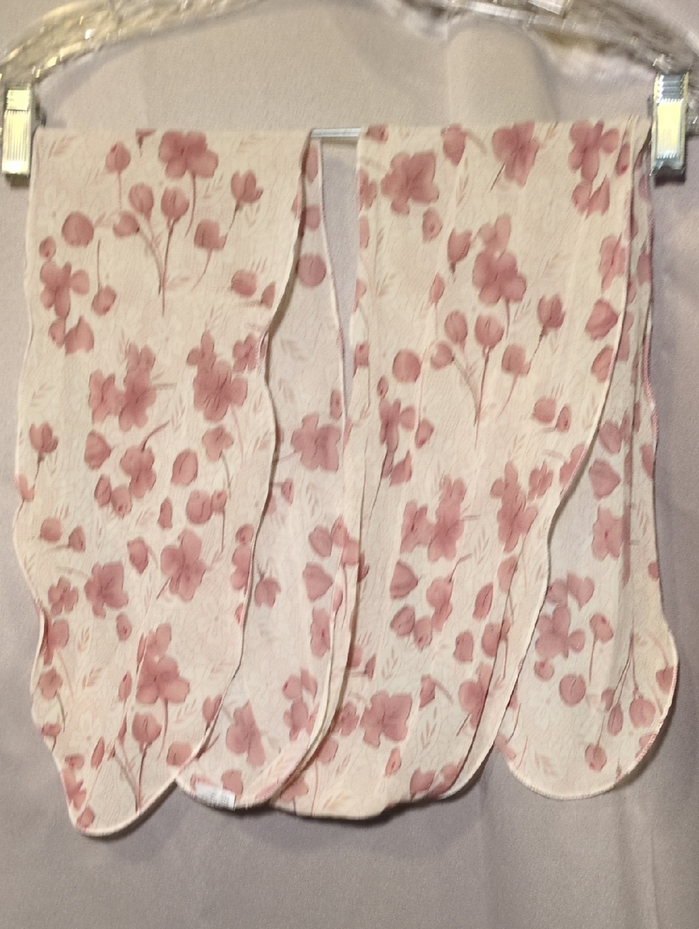 Floral Cream And Pink Scarf